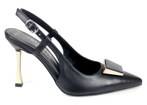 Velora Muse – дамски елегантни сандали със затворени пръсти от естествена кожа в черно