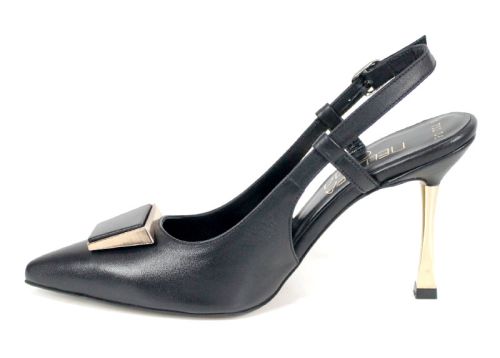 Velora Muse – дамски елегантни сандали със затворени пръсти от естествена кожа в черно