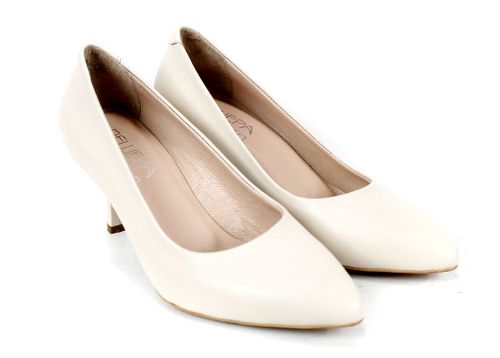 Дамски стилето обувки Orlena Vivo от естествена кожа в цвят шампанско