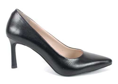 Дамски стилето обувки Marena Lumo от естествена кожа в черно с ток 8 см