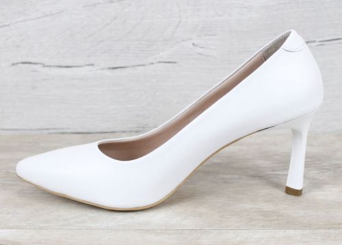 Бели дамски стилето обувки Marena Lumo от естествена кожа с ток 8 см