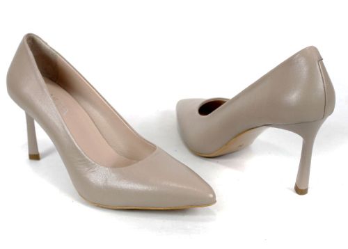 Дамски стилето обувки Marena Lumo естествена кожа тъмно бежово визон ток 8 см