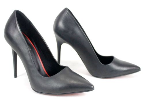 дамски стилето обувки черни естествена кожа Celina Porto