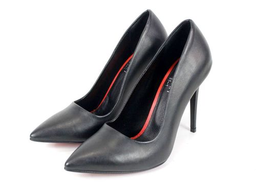 Celina Porto – Дамски стилето обувки от естествена кожа в черен мат