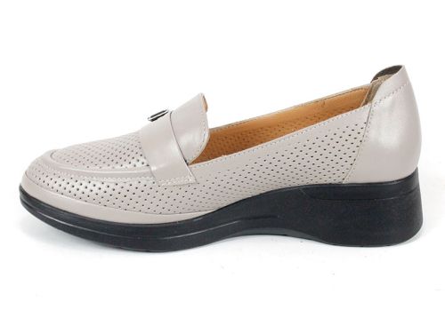 Eloria Form – дамски летни обувки от естествена кожа с перфорация в цвят визон