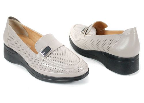 дамски мокасини естествена кожа визон с перфорация комфортни обувки