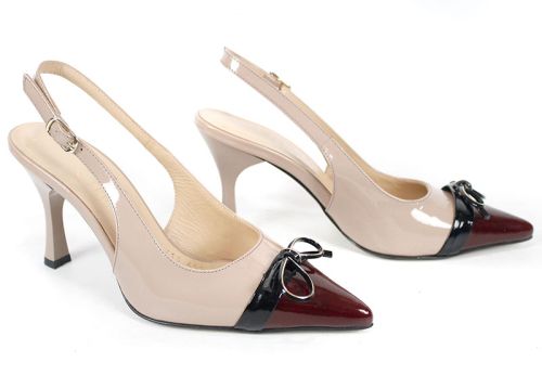 дамски елегантни сандали лак бежово бордо Siena Touch