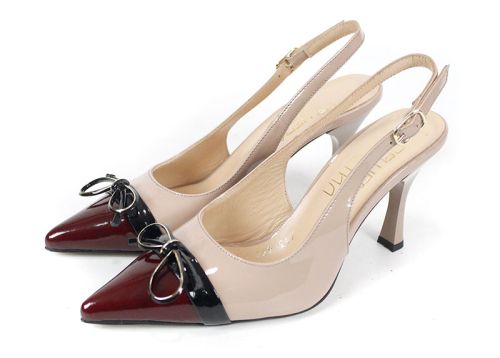 Siena Touch – дамски елегантни сандали от естествен лак в бежово и бордо