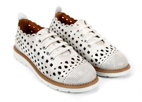 Дамски меки летни обувки от естествена кожа в бежов камуфлаж - Модел Luna Cut