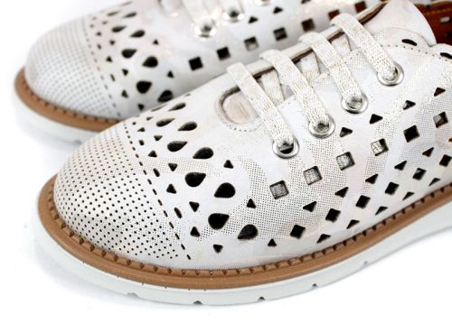 Дамски меки летни обувки от естествена кожа в бежов камуфлаж - Модел Luna Cut