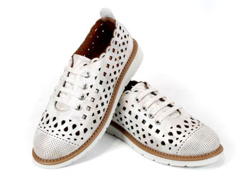 Дамски меки летни обувки от естествена кожа в бежов камуфлаж - Модел Luna Cut