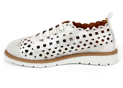 Дамски меки летни обувки от естествена кожа в бежов камуфлаж - Модел Luna Cut