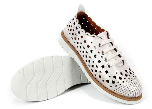 Дамски меки летни обувки от естествена кожа в бежов камуфлаж - Модел Luna Cut