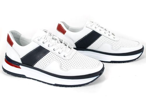 мъжки бели обувки естествена кожа перфорация Porto Vento