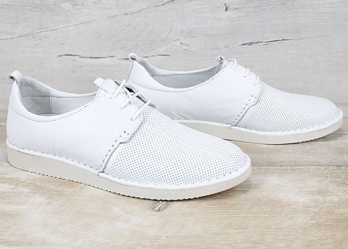 мъжки летни обувки бели кожа перфорация Vento Forma