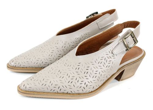 Дамско сабо Aura Clara – каубойска елегантност от естествена кожа в цвят визон