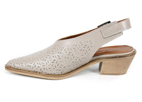 Дамско сабо Aura Clara – каубойска елегантност от естествена кожа в цвят визон