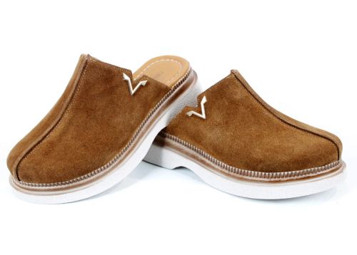 дамско сабо Velvet Step естествен велур светло кафяво удобно ходило