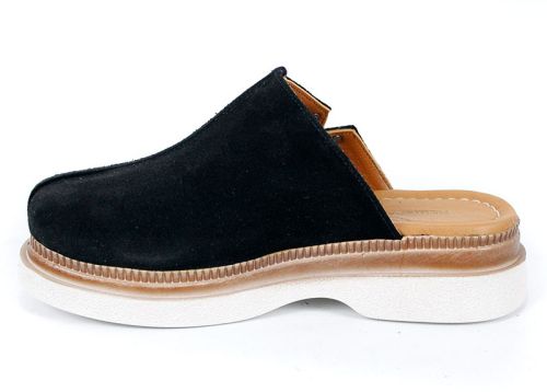 Дамско сабо Velvet Step – естествен велур и комфорт в черно