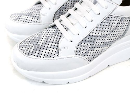 дамски спортни обувки естествена кожа бяло сиво