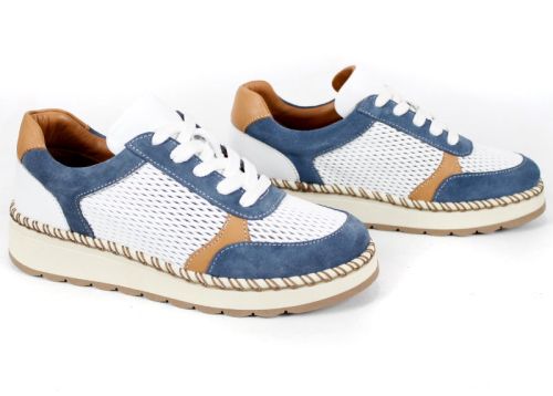 дамски обувки Mirela Vento бяло синьо перфорация