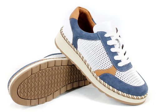 дамски летни обувки кожа бяло синьо