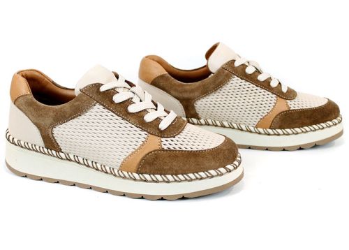 дамски обувки Mirela Vento бежово светло кафяво перфорация