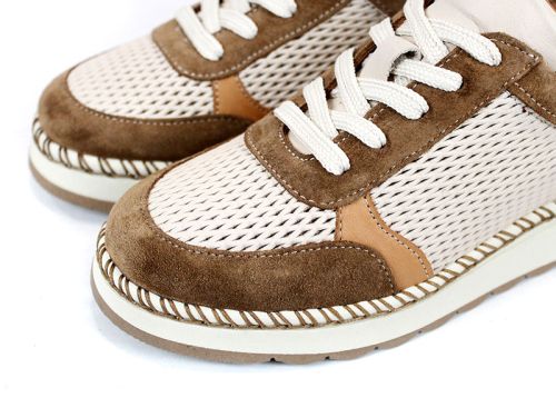 летни дамски обувки кожа бежови с перфорация