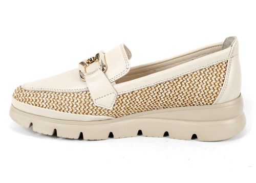 Ravena Sola – дамски лоуфъри от текстил и естествена кожа в бежово