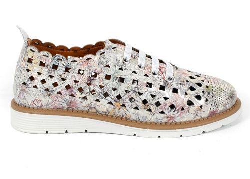 Дамски меки летни обувки от естествена кожа във визон флорал - Модел Агора