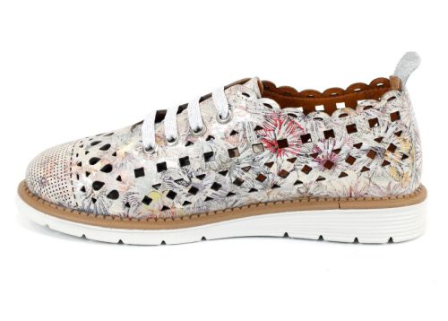 Дамски меки летни обувки от естествена кожа във визон флорал - Модел Агора