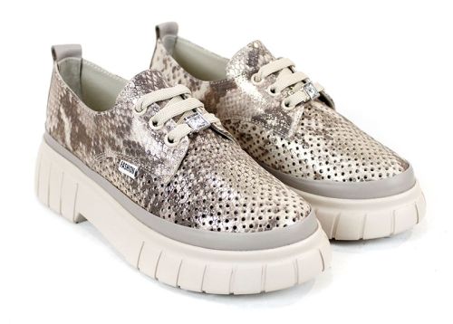 Valmere Line – дамски летни обувки от естествена кожа с перфорация в бежово