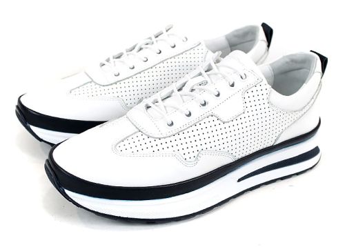 Urban Poise – мъжки летни обувки спортен стил от естествена кожа в бяло