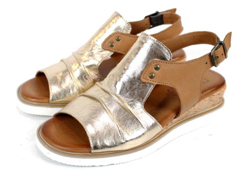 Luna Suave – дамски сандали от естествена кожа в злато и таба