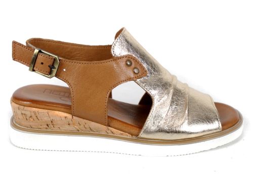 Luna Suave – дамски сандали от естествена кожа в злато и таба