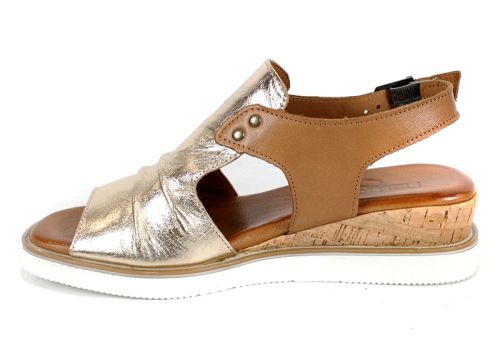 Luna Suave – дамски сандали от естествена кожа в злато и таба