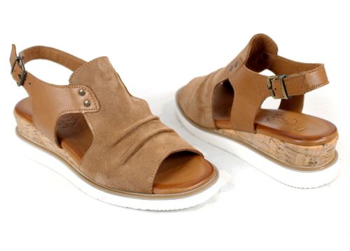 дамски сандали с платформа светло кафяво ежедневни