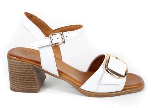 Silent Grace – бели дамски сандали на ток от естествена кожа