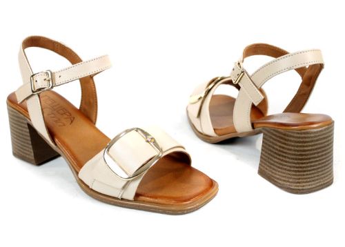 Silent Grace – дамски сандали на ток от естествена кожа в бежово