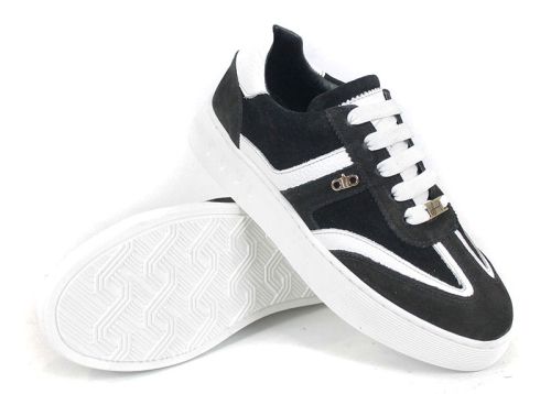 Dorelle Vita – дамски сникърси от естествен велур в черно с бели акценти