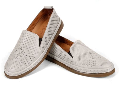 Летни обувки Selina Vanté – дамски модел от естествена кожа в сиво със ситна перфорация