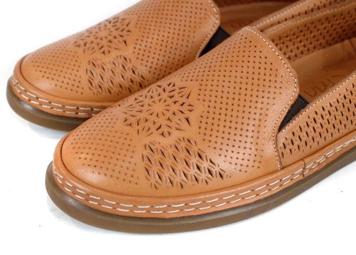 дамски летни обувки Selina Vanté светло кафяво естествена кожа