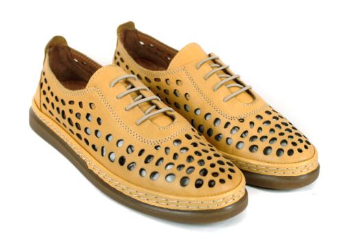 дамски летни обувки Soraya Lune жълто горчица естествена кожа