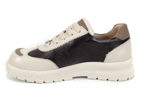 дамски обувки спортно елегантни кожа кафяво бежово