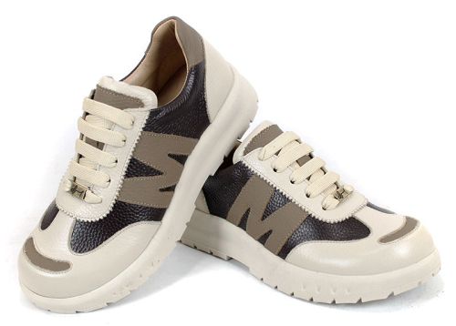 Virella Note – дамски сникърси от естествена кожа в кафяво и бежово