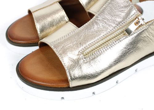 летни сандали злато с цип отпред