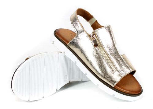 Viva Línea – дамски ниски сандали от естествена кожа в злато