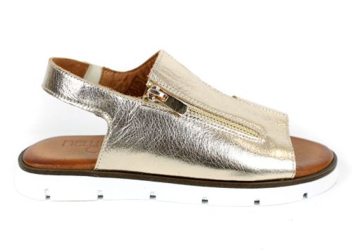 Viva Línea – дамски ниски сандали от естествена кожа в злато