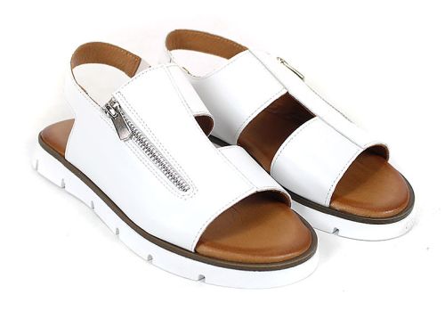 Viva Línea – бели дамски сандали с изчистен силует и модерен цип