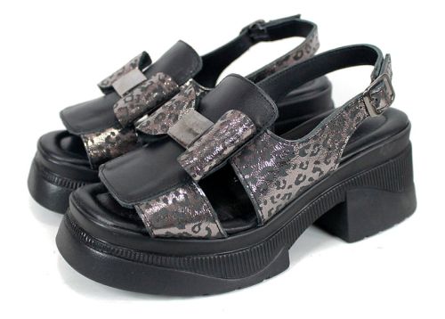 Pantofi casual dama din piele naturala cu imprimeu floral - model Luna